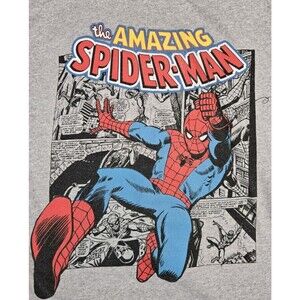 Mens Small The Amazing SpiderMan Short Sleeve T Shirt Marvel Advengers  Gray
